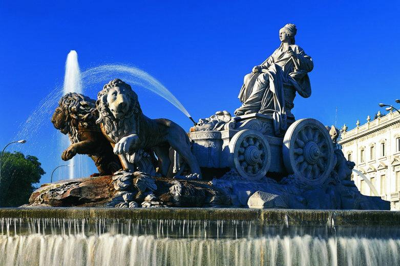 Spanien, Madrid, Cibeles statue og springvand Spanien, Madrid, Cibeles statue og springvand